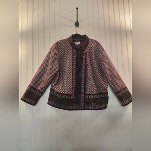 Isaac Mizrahi Target Women's Purple Paisley  Velvet Jacket Size 2XL Academia